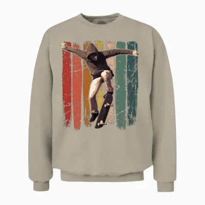 Skateboarding Retro Skateboarder Unisex Sweatshirt - Sand