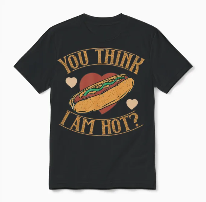 Hot Dog Funny Lovers Gift Unisex T-Shirt in Black