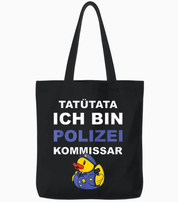 Police Commissioner Promotion T-Shirt, Black, S Tote Bags in Black