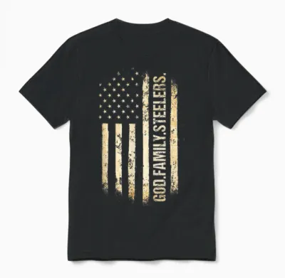 God Family Steelers Pro Us American Flag Father's Day Unisex T-Shirt - Black