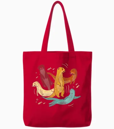 Otter Retro Vintage Tote Bags - Red