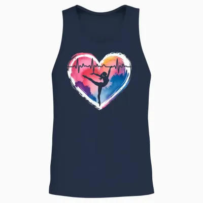 Gymnastics T-Shirt with Heart Acrobatics, Black, S Unisex Tank Top - Navy