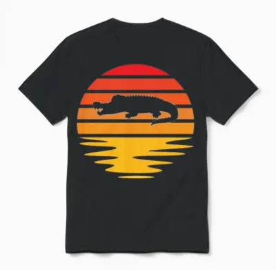 Crocodile Retro Unisex T-Shirt - Black