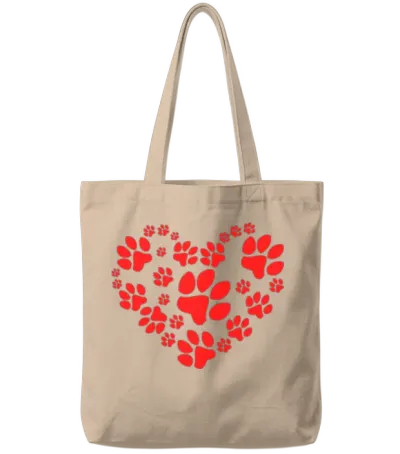 Paws Heart Tote Bags - Natural