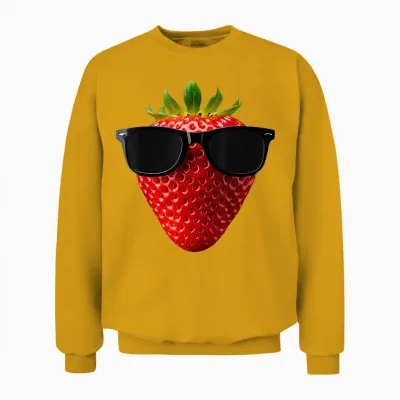 Coole Erdbeere Trägt Sonnenbrille Lustige Früchte Unisex Sweatshirt - Gold