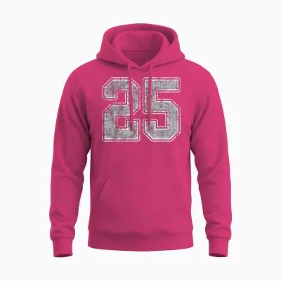 Player Uniform Number 25 in Jersey White Silver #25 Unisex Hoodie - Heliconia