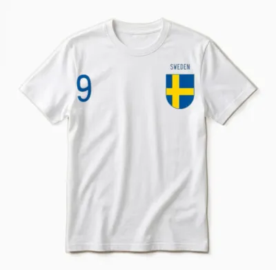 Sweden Number 9 Swedish Jersey Football Vintage Replica Unisex T-Shirt - White