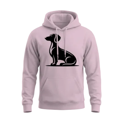 Simple Dog Motif Hunting Dog Silhouette Unisex Hoodie - Light Pink
