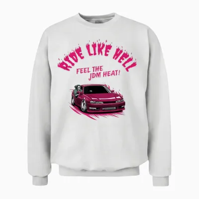 Jdm Voiture Rouge 240 S14 Avec Faucheuse – Légende Du Drift Unisex Sweatshirt - White