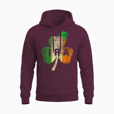 St. Patricks Day Ira Vintage Irland Flagge Irish Luck Shamrock Unisex Hoodie - Maroon