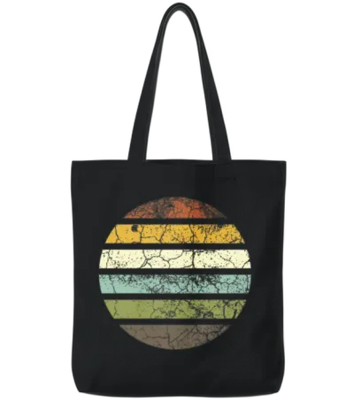 Retro Vintage Sunset Tote Bags - Black