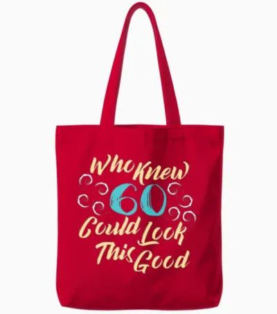 60th Birthday - Who Knew 60 Could Look This Good Tote Bags - Red