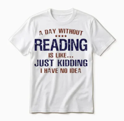 A Day Without Reading Funny Unisex T-Shirt - White