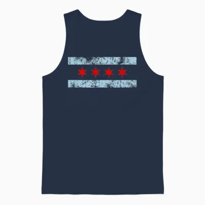 Chicago Flag Retro Distressed Unisex Tank Top - Navy