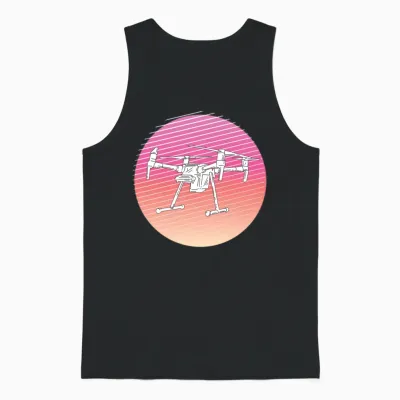 90s Retro Drone Sunset Unisex Tank Top - Black
