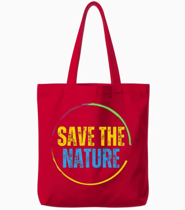 Save the Nature Hiking & Outdoors Gift Tote Bags in Red