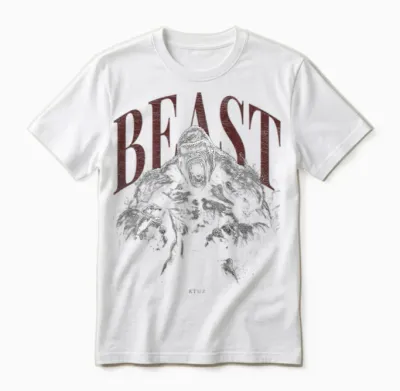 Wild Backprint Gorilla King Animal Monkey Gorilla T-Shirt, Black Unisex T-Shirt - White