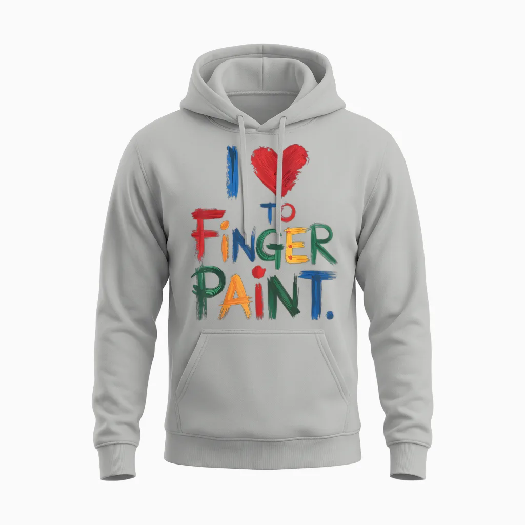 I Heart Love to Finger Paint I'm Paint Cute Couple Valentine Unisex Hoodie in Ash