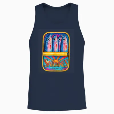 Sardinen Reines Olivenöl Lebendige Illustration Unisex Tank Top - Navy