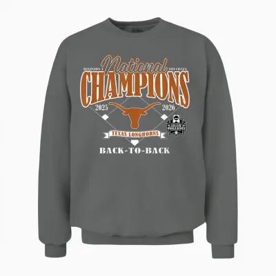 Texas Longhorns National Champs 2026 Softball Wcws Repeat Tees T Shirts for Women Unisex Sweatshirt - Graphite Heather