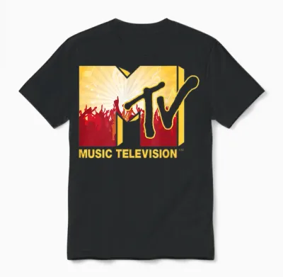 Mademark X Mtv - the Official Mtv Logo with a Cool Cheering Party Music Crowd Unisex T-Shirt - Black