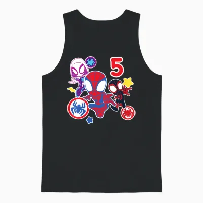 Kids Marvel Spidey and His Amazing Friends 5 Year Old Birthday T-Shirt, Black Unisex Tank Top - Black