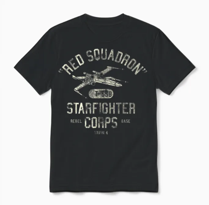 Star Wars Rebel X-Wing Starfighter Corps Collegiate Disney+ Unisex T-Shirt in Black