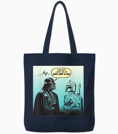 Star Wars Funny Darth Vader and Boba Fett Comic Tote Bags - Navy