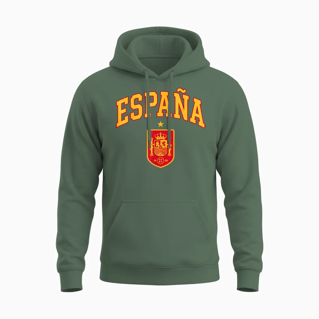 Spanien Wappen Gewölbt Espana Unisex Hoodie in Military Green