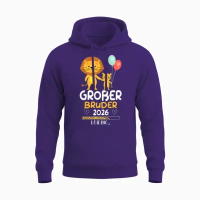 Children's Big Brother 2026 Baby Lion Boys T-Shirt, Black Unisex Hoodie - Purple