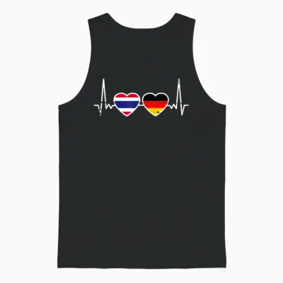 Thailand Deutschland Herzschlag Flagge Deutsch Thailänder Unisex Tank Top - Black