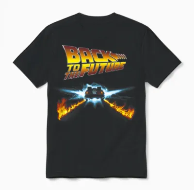 Back to the Future Delorean and Logo Unisex T-Shirt - Black