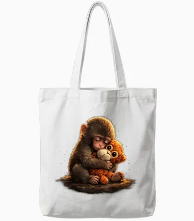 Cute Baby Monkey Punch Viral Zoo Japan Design Tote Bags - White