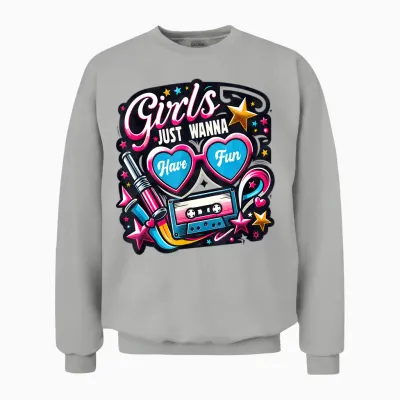 Girls Just Wanna Have Fun Retro 80er Jahre Musik Party Design Unisex Sweatshirt - Ash