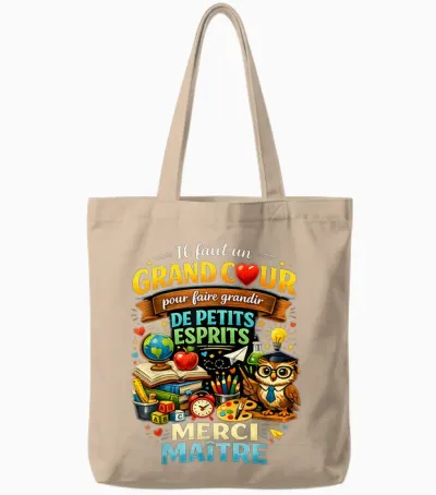 Cadeau Maître école Fin D'année Enseignant Grand Cœur Merci Tote Bags - Natural