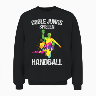 Men's Cool Boys Playing Handball Sports Handballer T-Shirt, Black Unisex Sweatshirt - Black