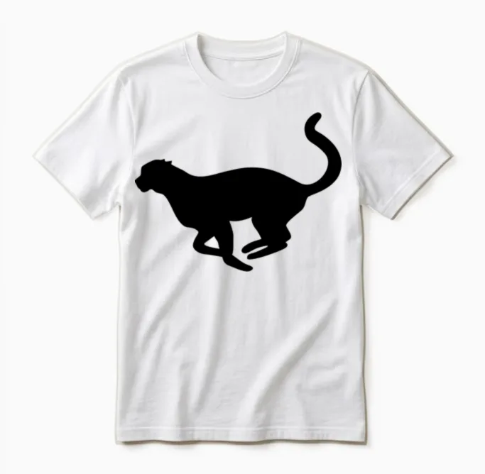 Running Cheetah Silhouette Unisex T-Shirt in White