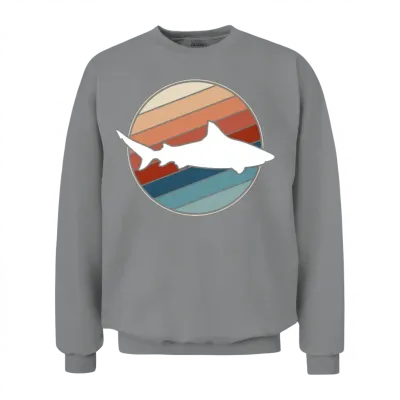 Shark in Retro Style Unisex Sweatshirt - Sport Grey