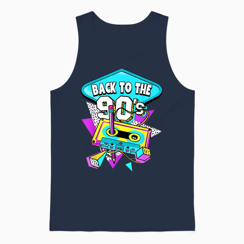 90er Jahre Geschenke 90er Jahre T-Shirt Männer Schwarz Cartoon Retro Party Klassische Passform Crew Neck Kurzarm S Eu Klein Regulär Unisex Tank Top in Navy