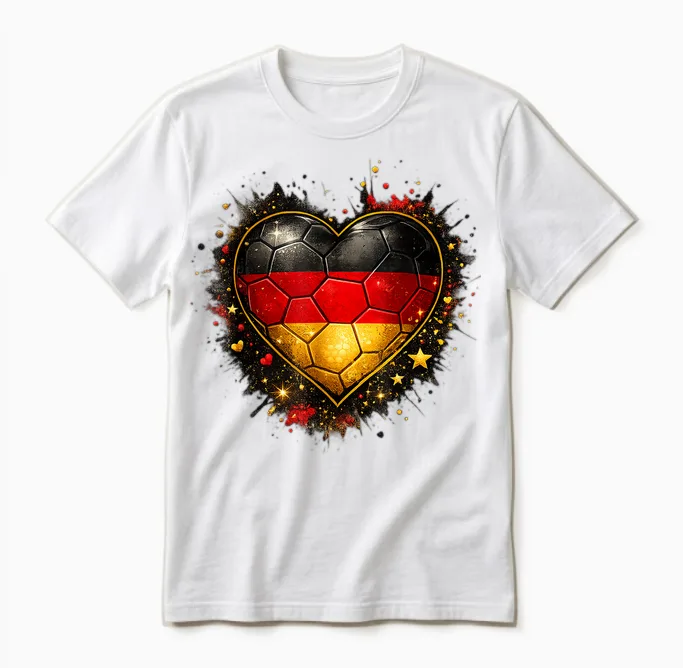 Deutschland Herz Deutschland Flagge Damen Herren Kinder Unisex T-Shirt in White