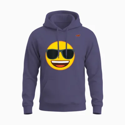 Sunglasses Emoticon Laughter Yellow Smile Face Cat Icon T-Shirt, Black, S Unisex Hoodie - Heather Sport Dark Navy