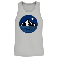 Mountain at Night and Ocean Landscape Unisex Tank Top - Ash – 2