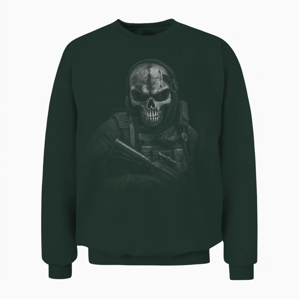 Force D'intervention - Masque De Jeu - Motif Tête De Mort Unisex Sweatshirt in Forest