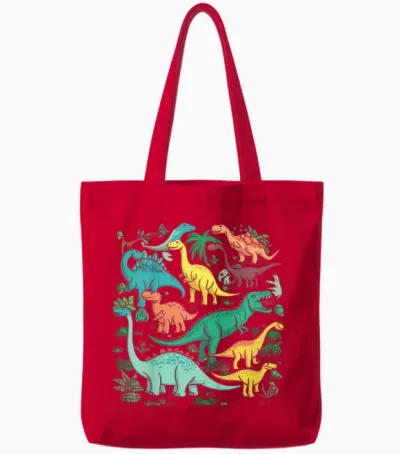 Kinder Dinosaurier Kinder Dino Tote Bags - Red