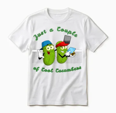 Pickles Playing Pickleball Just a Couple of Coo Unisex T-Shirt - White