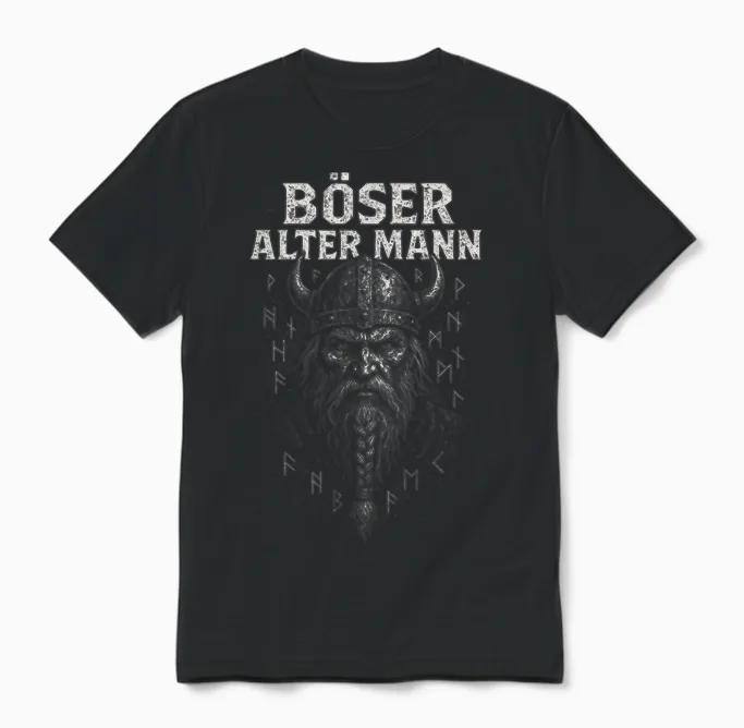 Böser Alter Mann - Biker Alter Mann Totenkopf Unisex T-Shirt in Black