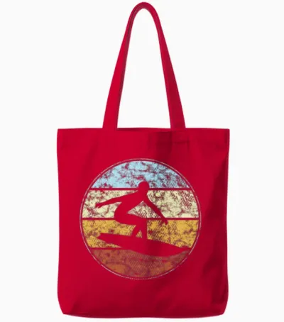 Surfing Retro Tote Bags - Red