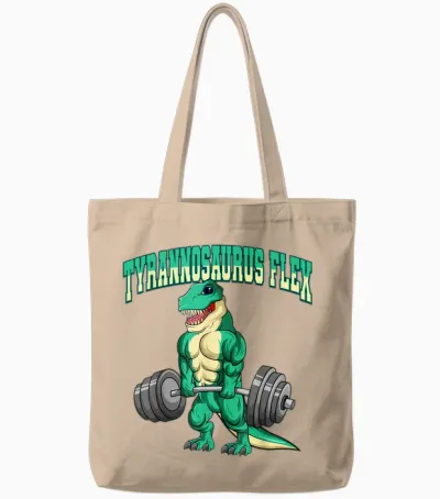 Lustige Workout Geschenkideen Bodybuilding Fitness Tyrannosaurus Flex Dino T-Rex T-Shirt, Schwarz, Kleinkind, Unisex, Kurzarm, T-Shirt, Fitness-T-Shirt Mit Tyrannosaurus-Design Tote Bags - Natural
