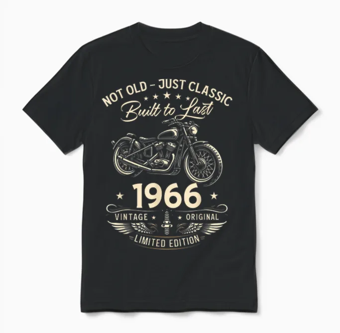 60. Geburtstag Mann Geschenk Motorrad Motorradfahrer 1966 Unisex T-Shirt in Black