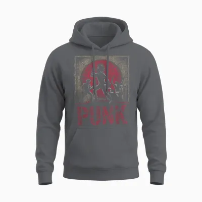 Punk Rock Band with Mohawk Singer and Raw Energy Unisex Hoodie - Charcoal